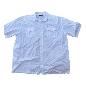 Rocawear Button‎ Up Shirt Mens Size 4XL White Y2K 2000’s Short Sleeve
